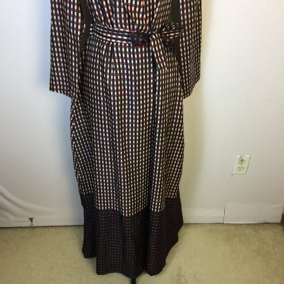Claudette Italy Maxi Wrap Dress IT44 US8 UK12 Womans Red Blue Plaid Feminine Vtg - Picture 3 of 16